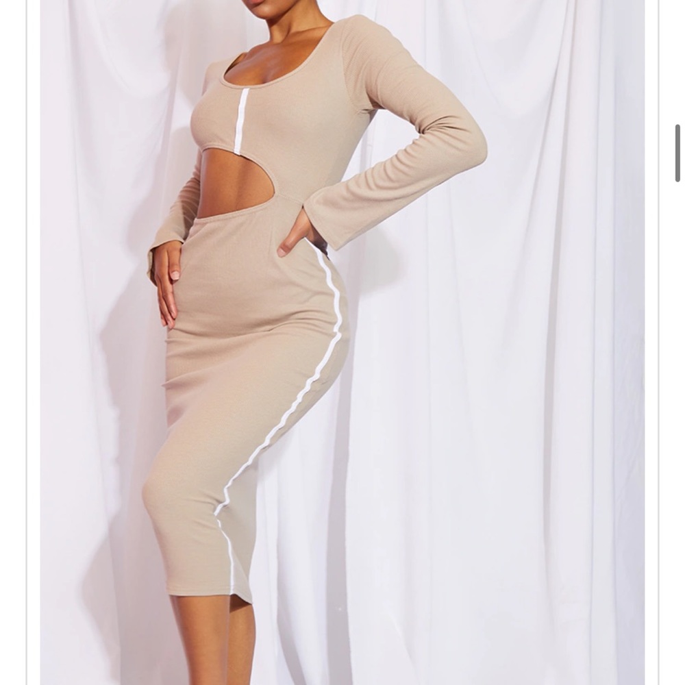 Cut out beige dress